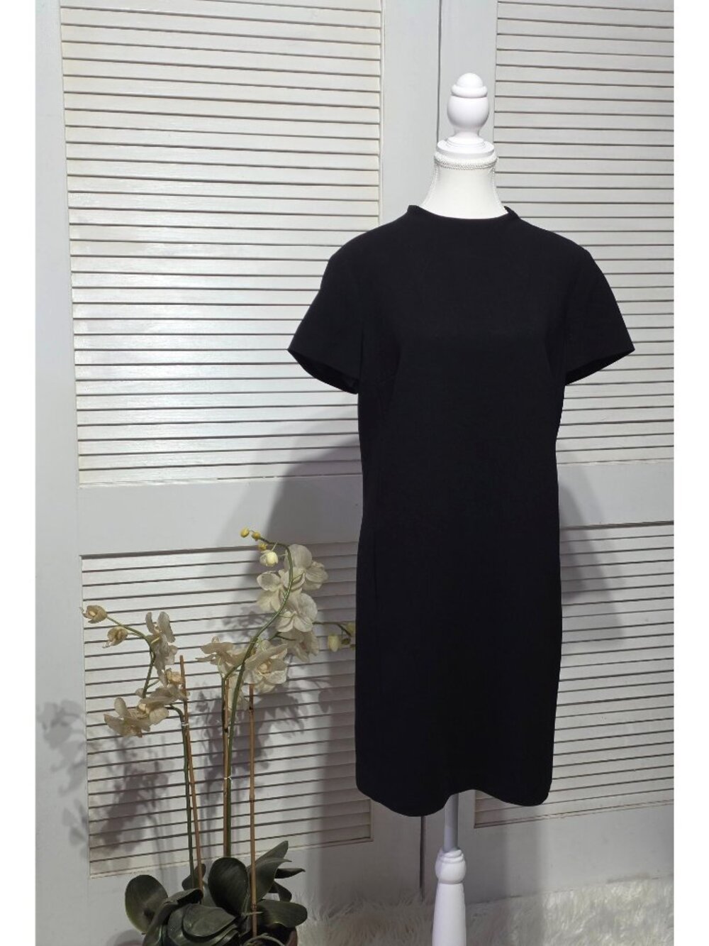 Theory Womens Black Crepe Jasneah Admiral Short-Sleeve Sheath Dress Size XL 3858